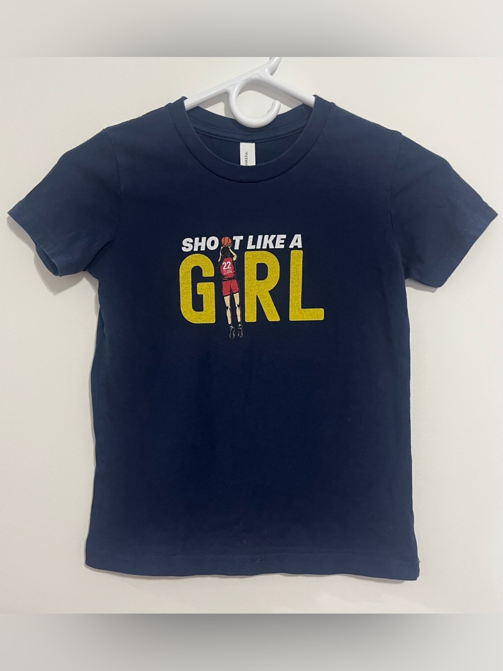 Bella Canvas Navy Tee Caitlin Clark 'Shoot Like A Girl' Graphic